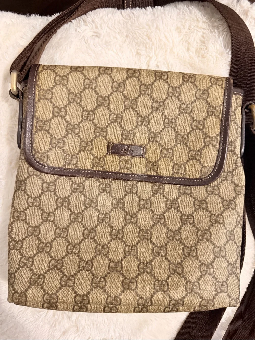 Gucci Beige and Brown Monogram Crossbody Bag